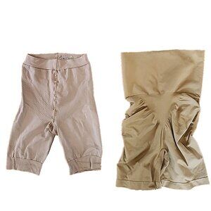 2 Pair Large Compression Shapers Nude Beige Tummy Control Long Line
